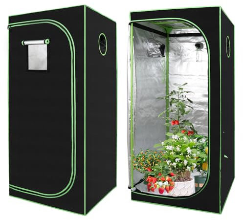 Yugodex Tienda de cultivo de 80 x 80 x 180 cm, 600D, Oxford Grow Box resistente a la luz y al agua, para cultivo en casa, interior, aireado, invernadero, color negro y verde