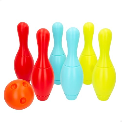 ColorBaby Fun Area 47139 Bowling-Set, 8,5 x 27 cm, Kugel Ø 10 cm, Spiele für Kinder im Freien, Kinderspielzeug, Trainingsspiel, Sommerspielzeug, ab 2 Jahren
