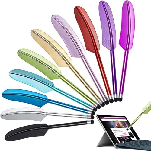 Stylos pour écrans tactiles,Lot de 10 stylos capacitifs en Forme de Plume pour iPad,iPhone,Samsung Galaxy,Kindle et tablettes - Stylet Universel pour écran Tactile avec Pointe en Caoutchouc Souple