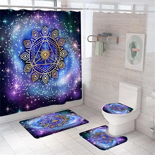 Badezimmerteppich Schwarze Lila Blume Badteppich rutschfest Waschbar Badgarnitur 4 Teilig – Badematte Set Mit Wc-Vorleger Und Badematte,Teppich Badezimmer Für Sicherheit Und Komfort Im Bad 50×80Cm