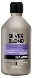 Champú Silver Blond cabello rubio, decolorado y grises, neutraliza los tonos amarillentos con extracto de magnolia Bote 400 ml Pack 2