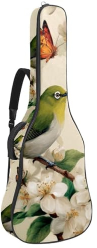 Watercolor Art Gitarrentasche für Akustikgitarre, 1 cm dicke Polsterung, wasserdicht, mit doppelt verstellbarem Schultergurt, für 101,6 - 106,7 cm große Gitarre, Türkis, Mehrfarbig 02, 42.9x16.9x4.7