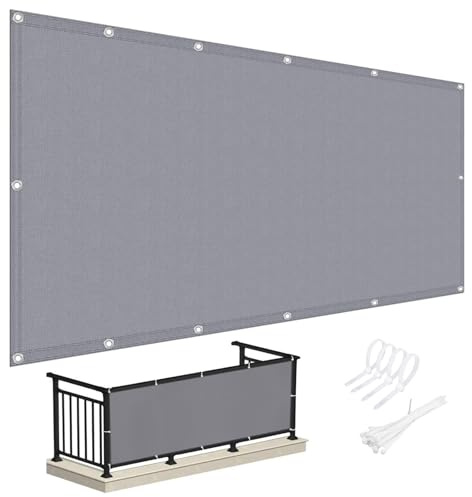 Chivivi Balkonverkleidung Wetterfest 1.05x7m (400Größen verfügbar), Premium PES Polyester 175g/qm Balkon Sichtschutz nach maß Blickdichte, Terrassen Sichtschutz UV-Schutz, ohne Bohren mit Kabelbinder