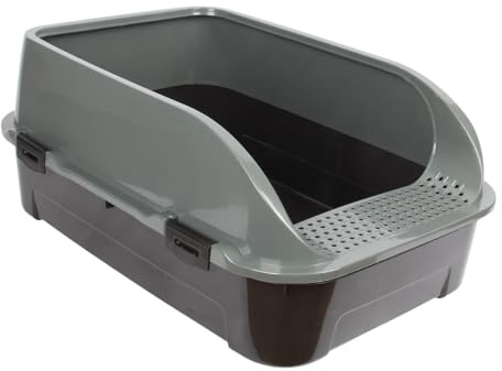 Jolie Max Large High Sided Cat Litter Tray. Sand Filter Pedal, Low Entrance, Removable High Rim. 24 Litre Capacity. 60L x 41.5W x 25H cm