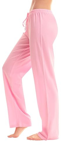 Women's Pyjama Bottoms Wide Leg Womens Tracksuit Cropped Pyjamas for Women Casual Lounge Solid Color/Printed Stretch Drawstring Long (Pink, L)