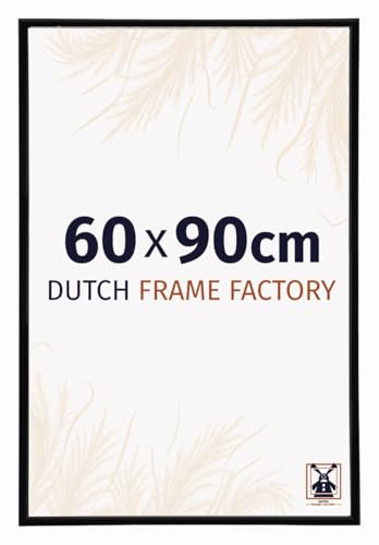 Dutch Frame Factory - Bilderrahmen 60x90 cm - Schwarz Hochglanz - Bilderrhamen aus Kunststoff mit Antireflex Kunstglas - Fotorahmen 60x90 cm - Angers