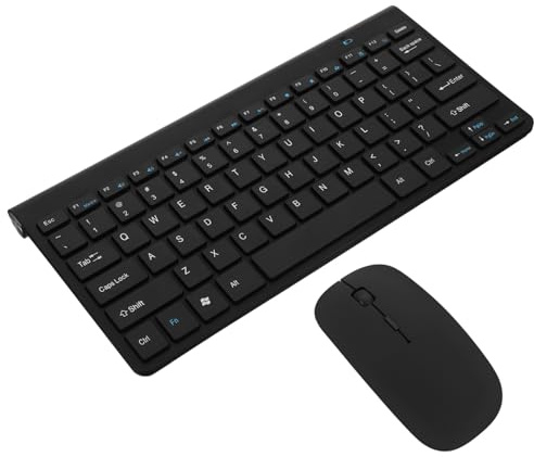 BAZEITFLOW Tastiera e Mouse Wireless Silenziosi Combo Compatto e con Ricezione Metri Tastiera Minimalista e Mouse Ergonomico per PC e Laptop