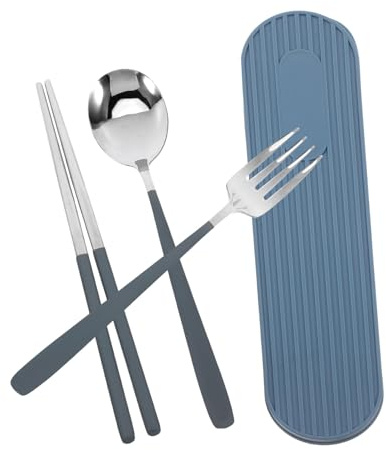 DECOMELODY Vajilla Portátil De Acero Inoxidable De Cubiertos Con Estuche Para Camping Viajes y Picnic Incluye Tenedores y Cucharas Para Fiambrera y Uso Diario