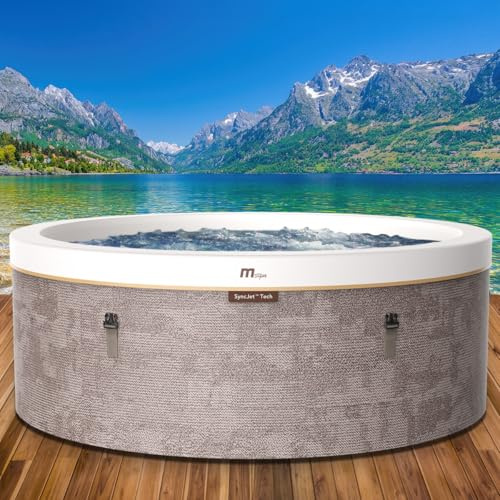 BRAST Whirlpool MSpa Cocoon für 6 Personen mit Schaumstruktur | Ø180x65cm | 130 Massagedüsen in 3 Intensitäten | In- Outdoor Pool | Ganzjähriger Einsatz Winterfest | einfache Steuerung per App