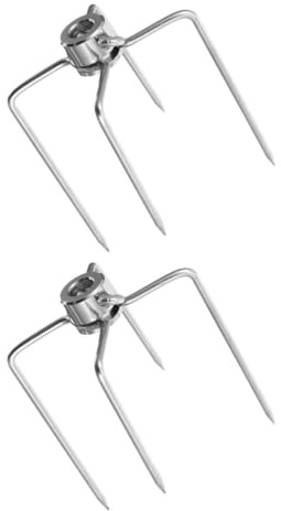 Abaodam Forchette per Carne allo Spiedo in Metallo 2 Pezzi Accessori per Barbecue Aste per Girarrosto Antiruggine per Grigliate all’Aperto Picnic e Feste in Giardino