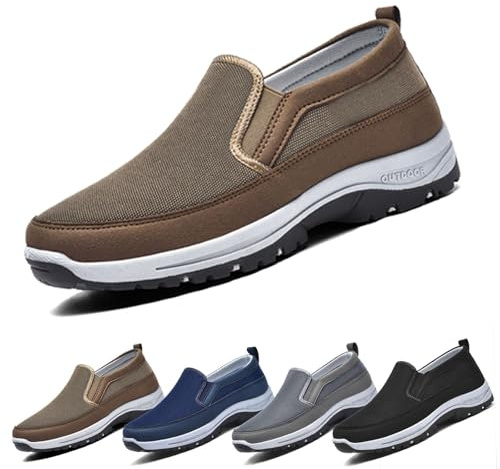 COITROZR Chaussures OrthopéDiques Homme,Chaussures Homme sans Lacets Baskets De RandonnéE en Plein Air LéGèRes Et Respirantes avec Soutien De La VoûTe Plantaire(Brown 2,40 EU)