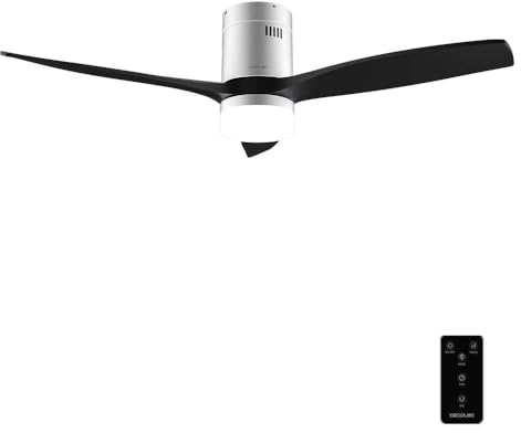 Cecotec Ventilador de Techo con Luz y Mando a Distancia de 52 EnergySilence Aero 5600 Classic Iron&Black. Motor DC 40W, 3 Aspas, Luz LED, Temporizador, 6 Velocidades, Modo Winter/Summer