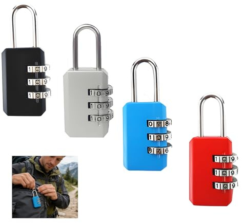4 cerraduras de combinación de 3 posiciones, candado con código numérico para taquilla, gimnasio, escuela, resistente a la intemperie, de aleación de zinc para maleta, caja de herramientas, multicolor