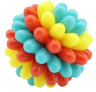 Kaiyo Balle à mâcher colorée pour chien avec bosses de dentition à 360° 7,5 cm