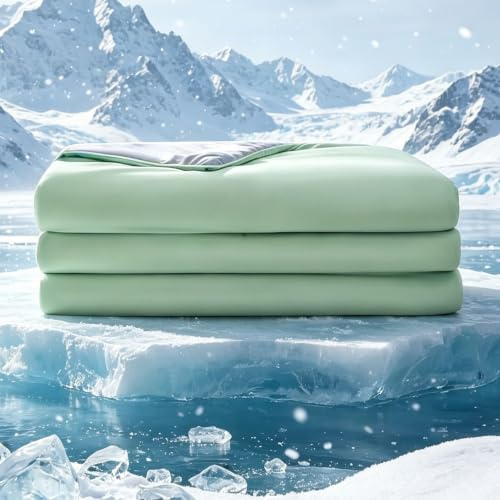 Timasser Kühldecke Doppelseitig Kühlende Decke Selbstkühlende Decke Sommer Kühldecke für Menschen Kühlmatte Bett Cooling Blanket Eisseide Sommer Bettdecke für Zuhause Camping (B,150×200cm)