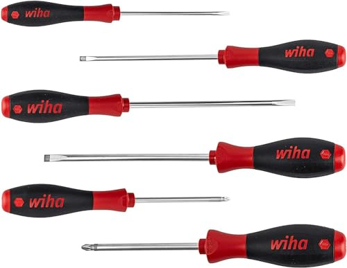 Wiha Schraubendreher Set SoftFinish® (07153) 6 tlg. I Schraubenzieher Satz für Alltag, Handwerk, Industrie I Schlitz/Kreuz