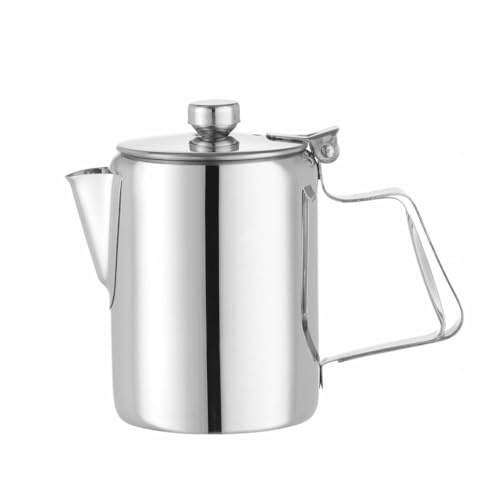 HENDI Kaffee-/Teekanne, mit Klappdeckel, Kaffeekanne, Mehrzweckkanne, Milchkanne, Sahnekanne, Servierkanne, Edelstahlkanne, Wasserkanne, Wasserkessel, 0,3L, ø74x(H)123mm, Edelstahl