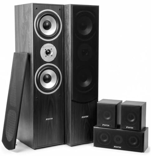 Skytronics 100.330 5.0canali 335W Nero, Noce, Legno set di altoparlanti