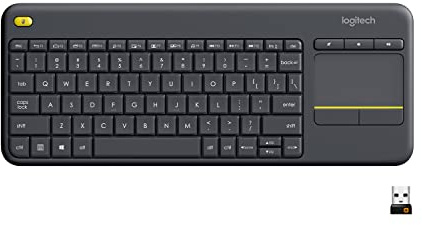 Logitech K400 Plus Wireless Touch TV Keyboard with Easy Media Control and Built-in Touchpad, HTPC Keyboard for PC-Connected TV, Windows, Android, ChromeOS, Laptop, Tablet - Black