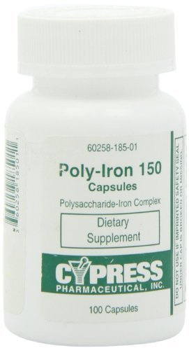 Poly-Iron 150 mg (100 caps per Bottle) by Cypress Pharmaceutical, Pack of 2