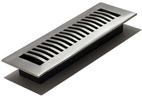 Decor Grates LA210-NKL Louvered Cast Aluminum Floor Register, Brushed Nickel, 2x10 Inch