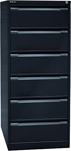BISLEY Karteischrank, doppelbahnig DIN A5, 6 Schubladen, Metall, 633 Schwarz, 62.2 x 56.8 x 132.1 cm