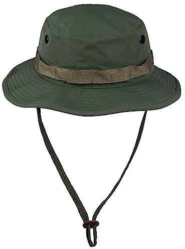 Black Snake Outdoor Boonie Hat für Damen & Herren - wasserdichter Anglerhut mit Belüftung & Kordel - atmungsaktiv & größenverstellbar - Sonnenhut L Oliv