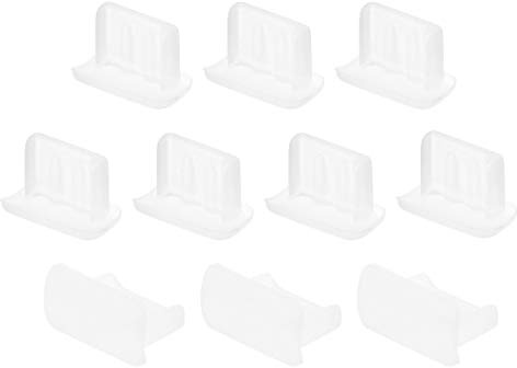 sourcing map 10pcs Mini USB Silicone Protectors Cap Port Cover Anti Dust 7mmx2mm Clear