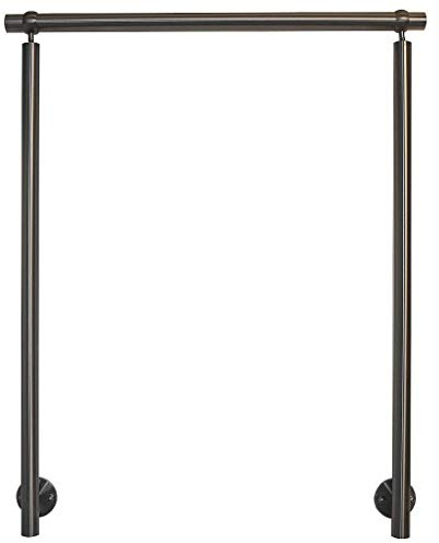 TIBU Edelstahl Geländer Handlauf für seitliche Montage 0,8m - 5,95m für Treppe Balkon Terrasse mit waagerechte Streben - Variante: Länge 100 cm mit 2 Pfosten ohne Streben Seitenabstand 30mm