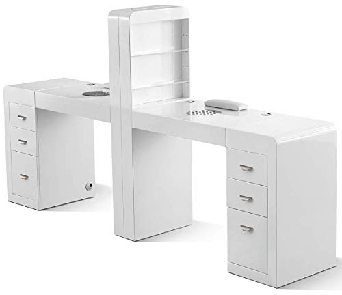 Professioneller Manikürtisch, modulares Nagelstudio, Schubladen, Sauger mit Filter, LED, Nagellackklammern (Double Expo)