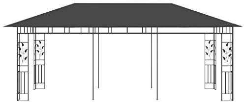 Lasamot Pavillon Structure ossature Acier, pavillon Jardin Famille rassemblant pavillon extérieur 6 x 3 x 2,73 m (Longueur x Largeur x Hauteur) avec moustiquaire Anthracite