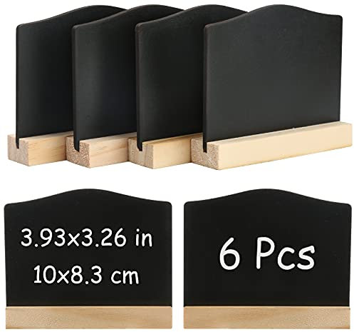 DONQL 6Pack Mini Chalkboard Signs, Kitchen Notes Chalk Boards with Stands 10x7.2cm Small Blackboard Message Tabletop Board for Message Signs Place Cards Table Numbers Shop Buffet Cafe Party