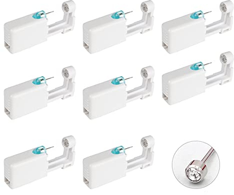 8pcs Pistolas Desechables para Piercing de Oreja, DKDDSSS Herramienta Pistola de Piercing de Perforación Estéril, Kit de Pistolas de Perforación sin Dolor Práctico Portátil Kit