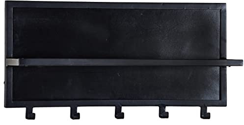 JUSNOVA Wandgarderobe Caro B 70 cm Mango massiv Metall schwarz 5 Haken Ablage Garderobe