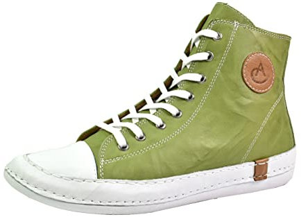 Andrea Conti Damen Stiefelette High Top Sneaker Boot Coole Applikationen 0025902, Größe:39 EU, Farbe:Grün