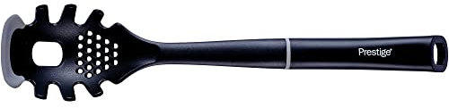 Prestige Cucchiaio per spaghetti 2 in 1 – Cucchiaio per pasta e spaghetti con bordi in silicone antigraffio, utensili da cucina resistenti al calore per proteggere pentole antiaderenti, 39 cm, nero e