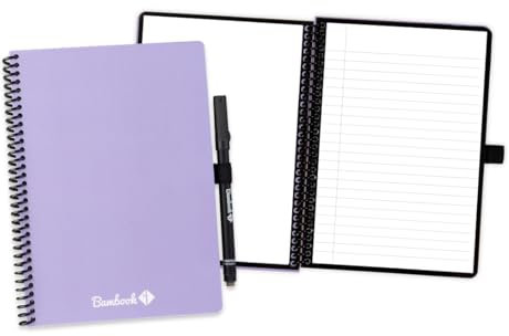 BAMBOOK Colourful Notizbuch - Lila - A5 - Blanko & Liniert, Wiederverwendbares Notizbuch, Notizblock, Reusable Notebook