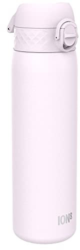 ION8 Lightweight Steel Water Bottle, 600 ml/20 oz, Non-Insulated, Leak Proof, Easy to Open, Secure Lock, Dishwasher Safe, Flip Cover, Fits Cup Holders, Carry Handle, Metal Water Bottle, Lilac Dusk