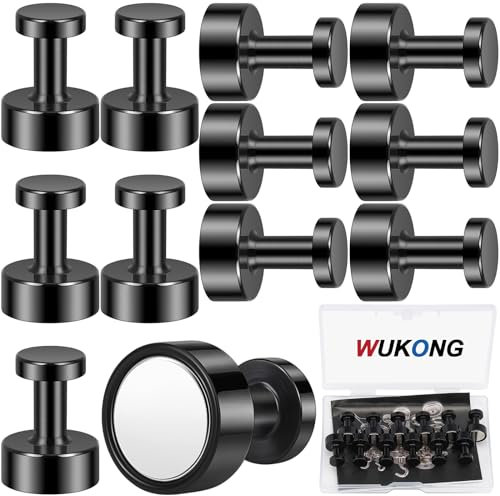 Wukong Kegel Starke Magnete für magnettafel, 12x16mm | 12 Stück Neodym Magnete Extra Stark, Pinnwand Magnet Schwarz, Whiteboard Magnete Push Pins Für Büros, Hinweistafel und Küchen