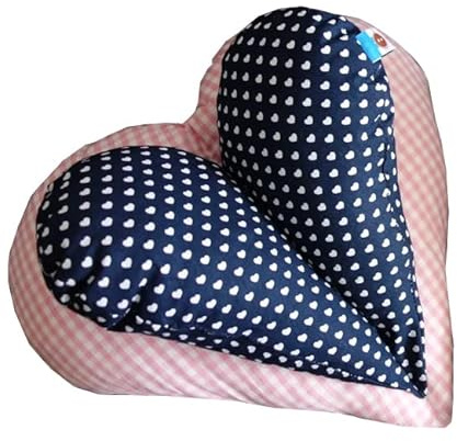 byFlorine Lesekissen, Leseherz aufgestickter Wunschname möglich (Rosa/Blau, Ohne Namensbestickung)