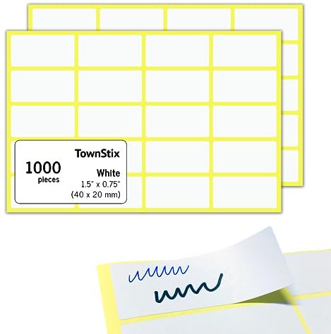 1000 Stück - Klebeetiketten zum Beschriften, Etiketten Selbstklebend Aufkleber Weiß - 40 x 20 mm