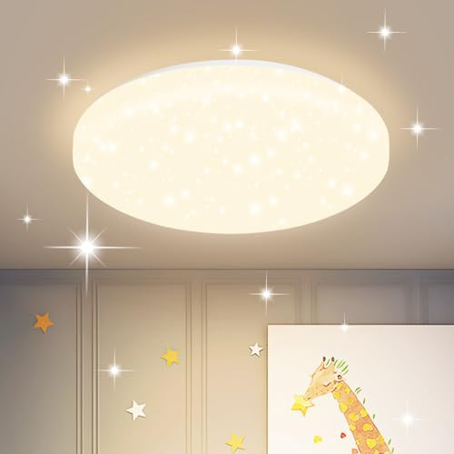 ZMH Deckenlampe LED Deckenleuchte Schlafzimmer - 15W Schlafzimmerlampe Sternenhimmel Warmweiß Ø21cm Küchenlampe Klein Flurlampe Rund Küche Deckenbeleuchtung Sternendekor für Flur Kinderzimmer