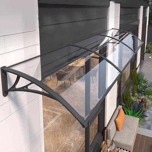 Terrassenüberdachung,Veranda Haustürvordach,Transparente Polycarbonat Vordach für Haustür,Sonnenschutz Regenschutz Fenster Pultbogenvordach,Türdach für Draußen Garage,Gehweg (120x240cm/47 x94)