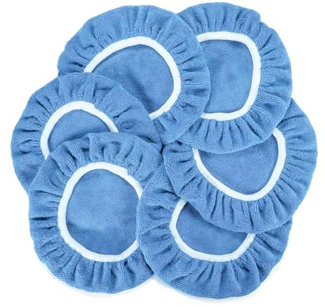 JNNJ 6 Piezas Polisher Pad Bonnet, Almohadilla De Microfibra Suave Para Pulir Capó De Coche, Capó De Pulido Aplicador Cera Microfibra Para Pulidor Coches, Para Pulir Cristales, Limpiar(Azul-Claro)