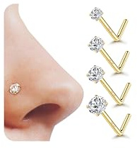 YADOCA 4 Pièces 20G Piercings Nez Or Acier Chirurgical 316L 1,5/2/2,5/3 mm