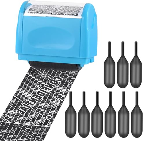 Xnourney Wide Data Defender Roller Stamp, Identity Theft Protection Roller Stamp,Confidential with 9 Refills, Information Blocker Security for Privacy ID Address Security