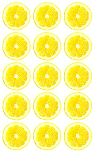 15 x Lemon Slice Edible Wafer or Icing Cupcake Toppers Fun Citrus Fruit Themed Party Cake Decorations Perfect For Brownies Cookies Muffins & More! (Premium Icing Sheet)