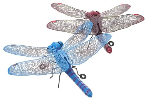 Sosoport Wanddekoration 2St Libelle-Verzierung wandbilder bürodeko Wandkunst draussen Wohnkultur Ornament Libellenanhänger aus Eisen hängende Wandskulpturen aus Eisen drinnen Wandbehang