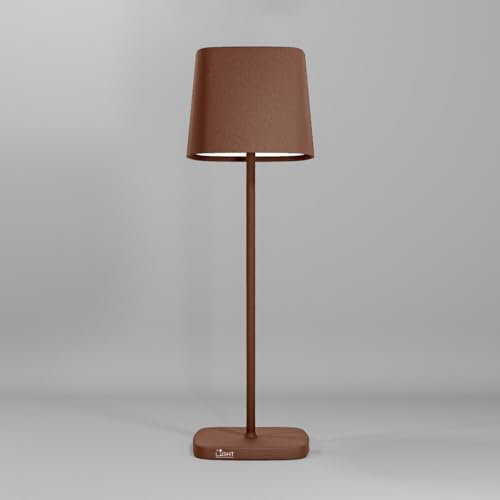 TAP LIGHT Elo Tischlampe Braun Dimmbar I Aluminium Lampe mit modernem Design I 28cm Hoch Akku betrieben I Elegante Nachttischlampe für Wohnzimmer, Esszimmer & Schlafzimmer