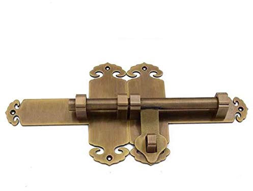 UHJKLA Sicherheits-Schiebetürriegel aus massivem Messing mit doppeltem Türriegel, Holz-Gartentor-Türriegel, 32 cm Länge, antike Schiebetorschlösser